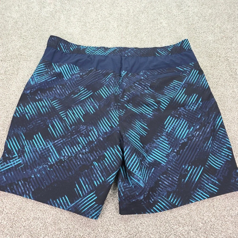 Speedo Men's Navy and Teal Patterned Swim Trunks
